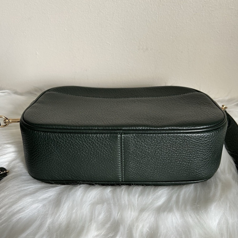 Coach Jamie Camera Bag Forest Green Pebbled‎ Leather Crossbody Excellent - Picture 4 of 9